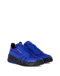 blaue Leder niedrige Sneakers von Giuseppe Zanotti