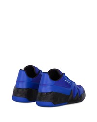 blaue Leder niedrige Sneakers von Giuseppe Zanotti