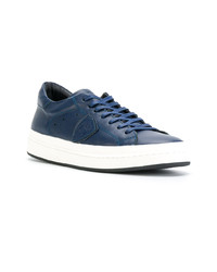 blaue Leder niedrige Sneakers von Philippe Model