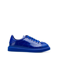 blaue Leder niedrige Sneakers von Versace