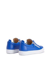 blaue Leder niedrige Sneakers von Giuseppe Zanotti