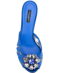 blaue Leder Pantoletten von Dolce & Gabbana