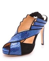 blaue Leder Sandaletten von Chrissie Morris