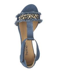 blaue Leder Sandaletten von Heine