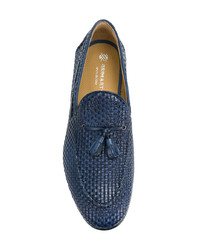 blaue Leder Slipper mit Quasten von BRIMARTS