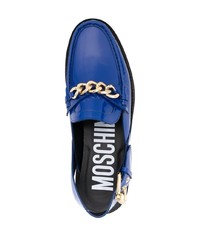 blaue Leder Slipper von Moschino
