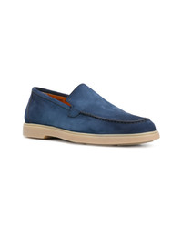 blaue Leder Slipper von Santoni