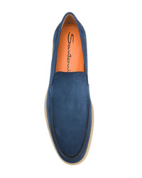 blaue Leder Slipper von Santoni