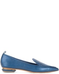 blaue Leder Slipper von Nicholas Kirkwood
