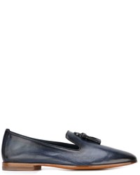 blaue Leder Slipper von Santoni