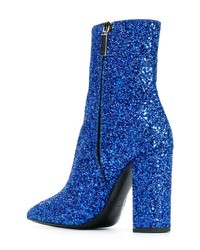 blaue Leder Stiefeletten von Saint Laurent