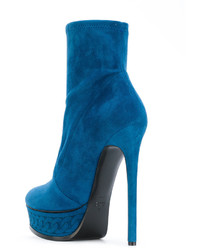 blaue Leder Stiefeletten von Casadei