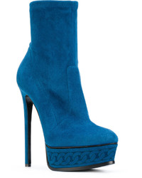 blaue Leder Stiefeletten von Casadei