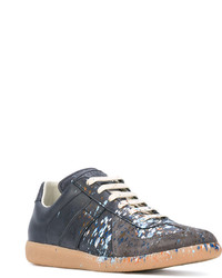 blaue Leder Turnschuhe mit geometrischem Muster von Maison Margiela