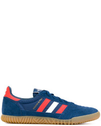 blaue Leder Turnschuhe von adidas