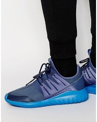 blaue Leder Turnschuhe von adidas