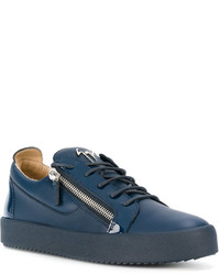 blaue Leder Turnschuhe von Giuseppe Zanotti Design