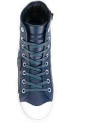 blaue Leder Turnschuhe von Philippe Model