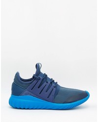 blaue Leder Turnschuhe von adidas