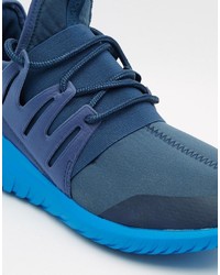 blaue Leder Turnschuhe von adidas