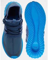 blaue Leder Turnschuhe von adidas