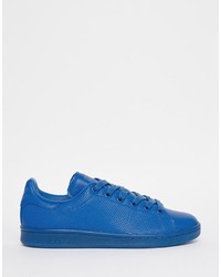 blaue Leder Turnschuhe von adidas