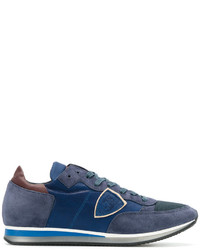 blaue Leder Turnschuhe von Philippe Model