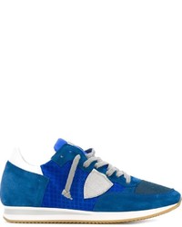 blaue Leder Turnschuhe von Philippe Model