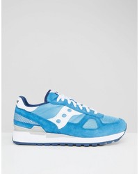 blaue Leder Turnschuhe von Saucony