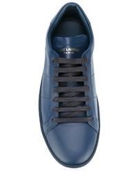 blaue Leder Turnschuhe von Saint Laurent