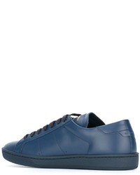 blaue Leder Turnschuhe von Saint Laurent