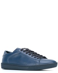 blaue Leder Turnschuhe von Saint Laurent