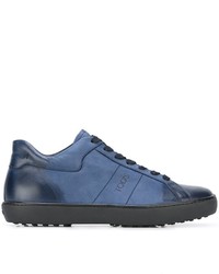 blaue Leder Turnschuhe von Tod's