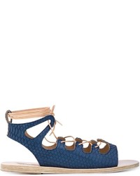 blaue Ledersandalen von Ancient Greek Sandals