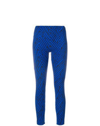 blaue Leggings mit geometrischem Muster