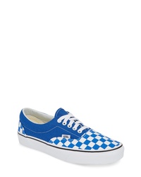 blaue niedrige Sneakers mit Karomuster