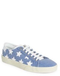 blaue niedrige Sneakers mit Sternenmuster