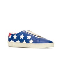 blaue niedrige Sneakers mit Sternenmuster von Saint Laurent