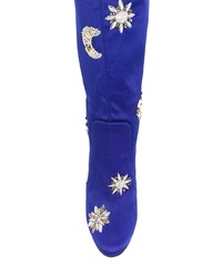 blaue Overknee Stiefel aus Leder von Aquazzura