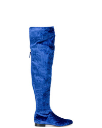 blaue Overknee Stiefel aus Wildleder von Alberta Ferretti