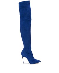 blaue Overknee Stiefel aus Wildleder von Casadei
