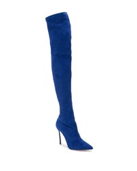 blaue Overknee Stiefel aus Wildleder von Casadei