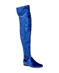 blaue Overknee Stiefel aus Wildleder von Alberta Ferretti