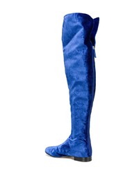 blaue Overknee Stiefel aus Wildleder von Alberta Ferretti