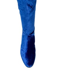 blaue Overknee Stiefel aus Wildleder von Alberta Ferretti