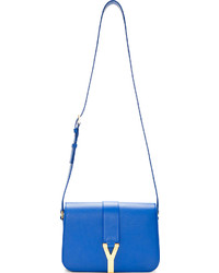 blaue Satchel-Tasche aus Leder von Saint Laurent