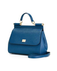 blaue Satchel-Tasche aus Leder von Dolce & Gabbana