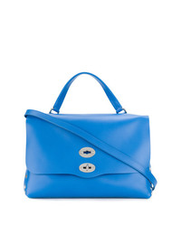blaue Satchel-Tasche aus Leder von Zanellato