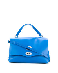 blaue Satchel-Tasche aus Leder von Zanellato