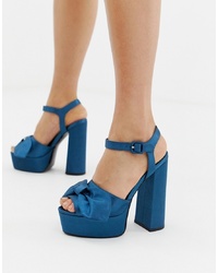 blaue Satin Sandaletten von ASOS DESIGN